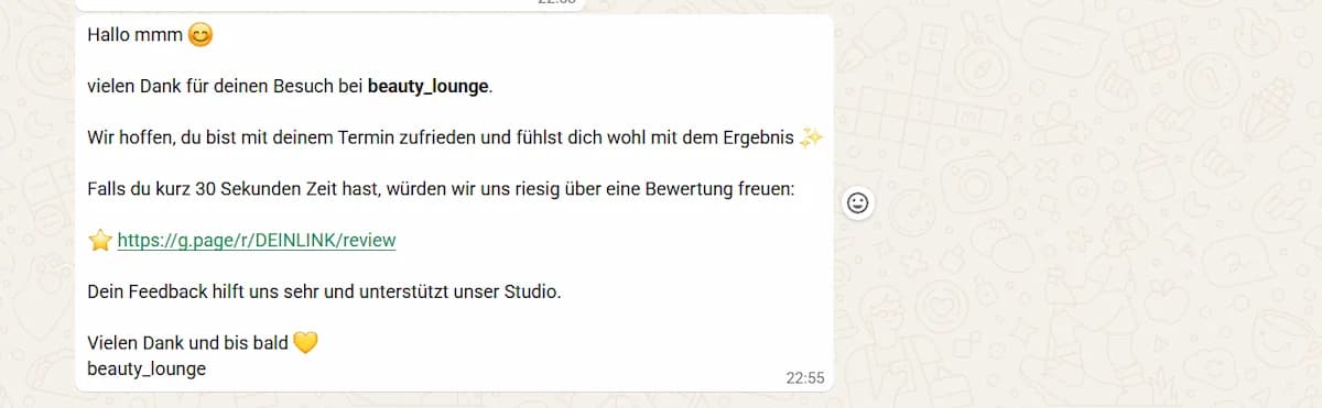 Google Bewertung nach dem Termin